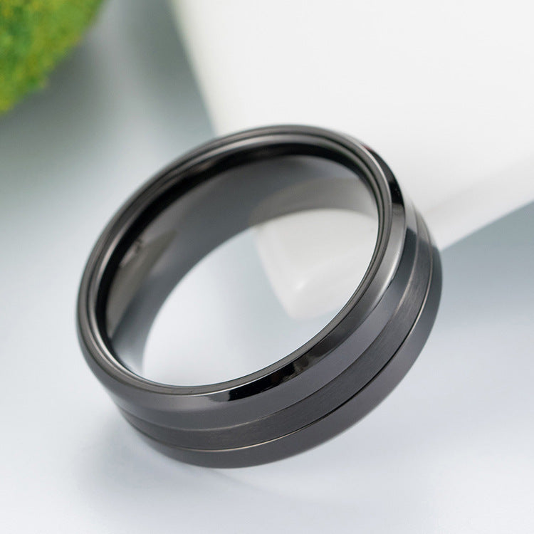 Men's Stainless Steel Ring, Amazon Simple High-Gloss Matte Combination Ring
