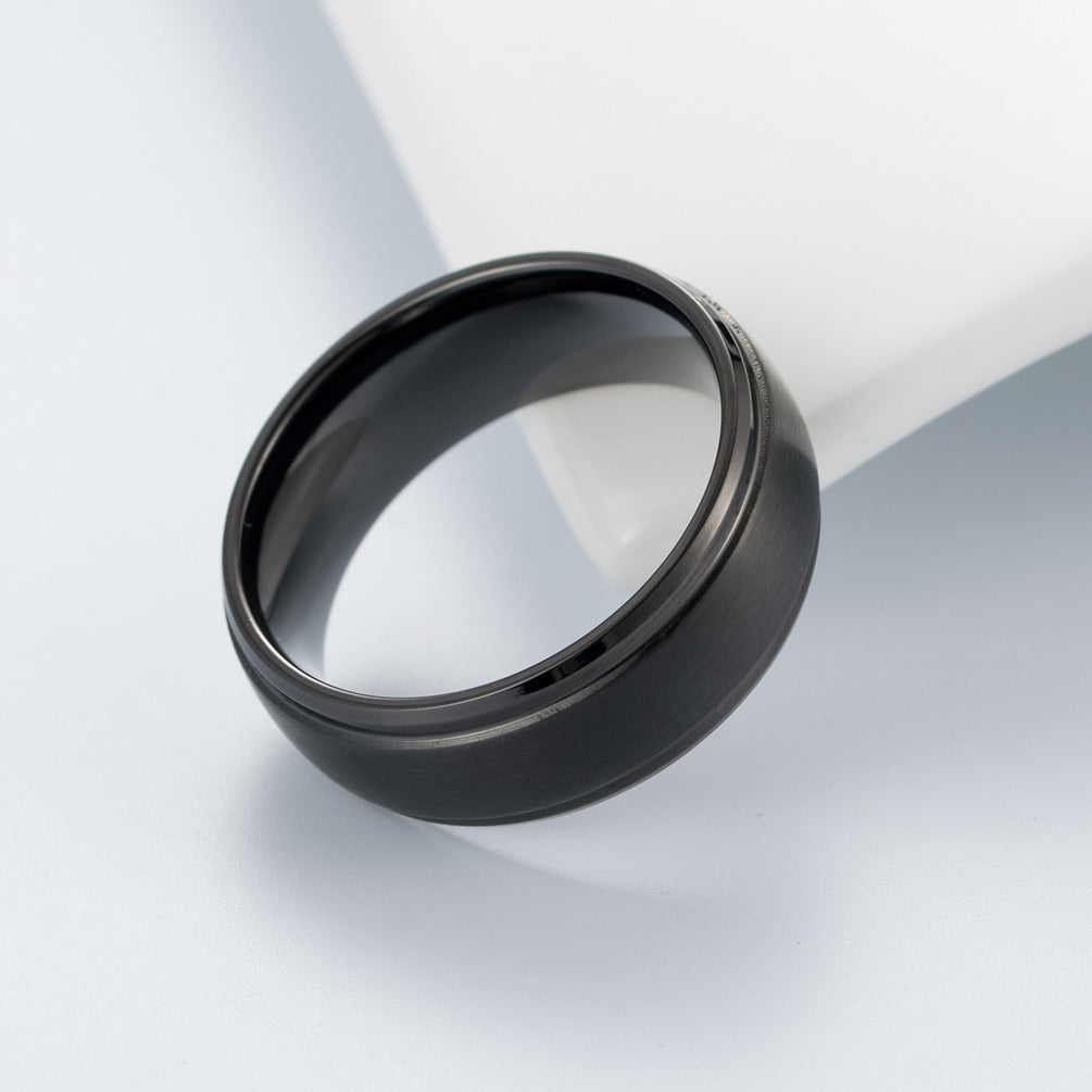 E-commerce Supply Men's Matte Black Ring Trendy Style