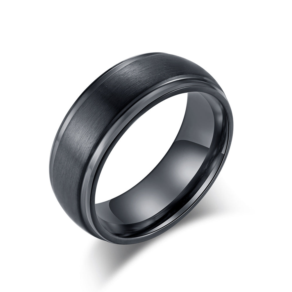 E-commerce Supply Men's Matte Black Ring Trendy Style