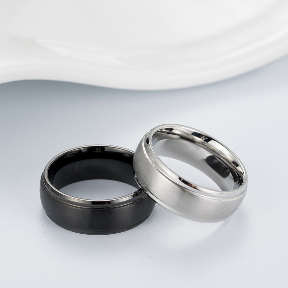 Trendy Men's Matte Black Titanium Steel Ring for Sale