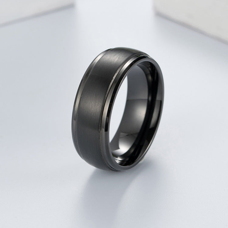E-commerce Supply Men's Matte Black Ring Trendy Style