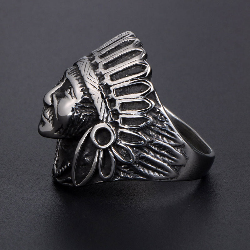 Retro Titanium Steel Ring for Hipster Men and Women, Non-mainstream Chief Finger Ring Size 7-12