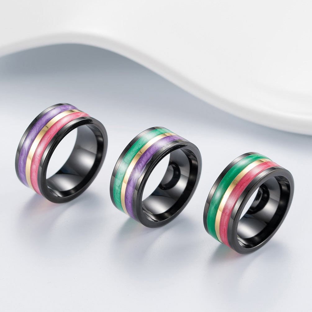 Silk Enamel Two-Color Ring – Stainless Steel
