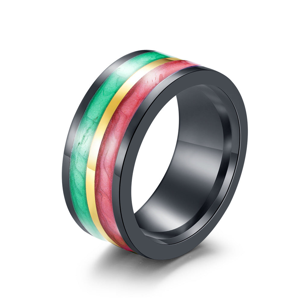 Silk Enamel Two-Color Ring – Stainless Steel