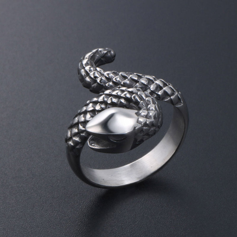 Trendy Titanium Steel Snake Ring for Men and Women - Punk Animal Accessory