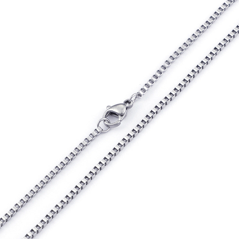 Square Pearl Chain Korean Version Foreign Trade Trinkets Stainless Steel Men's Necklace, Titanium