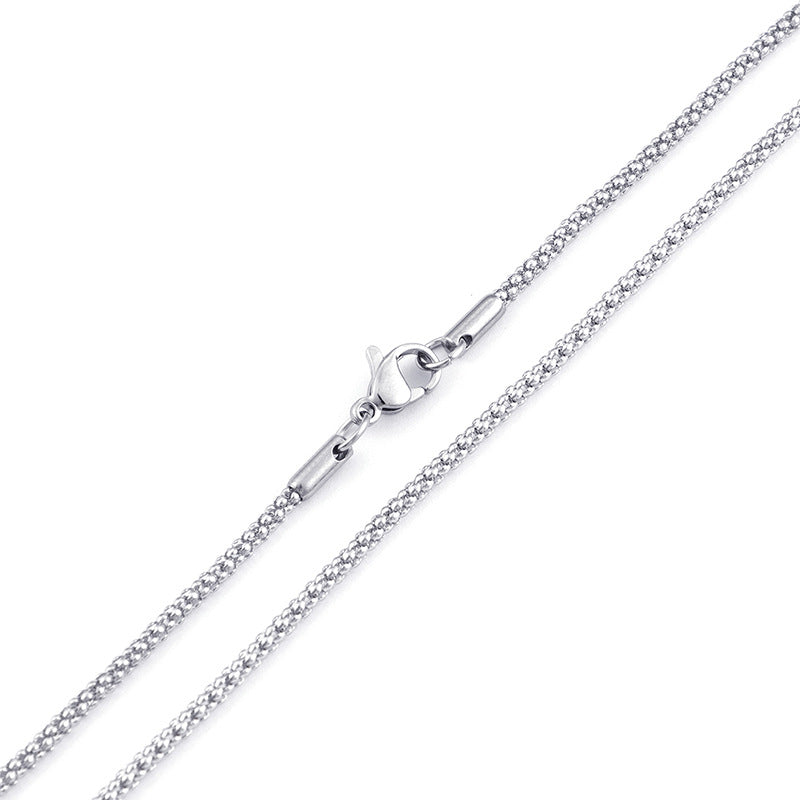 Titanium Steel – With Chain 2mm Corn Chain Stainless Steel Chain Necklace