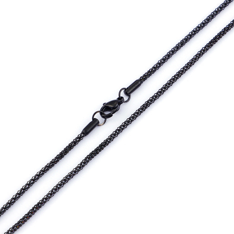 Titanium Steel – With Chain 2mm Corn Chain Stainless Steel Chain Necklace