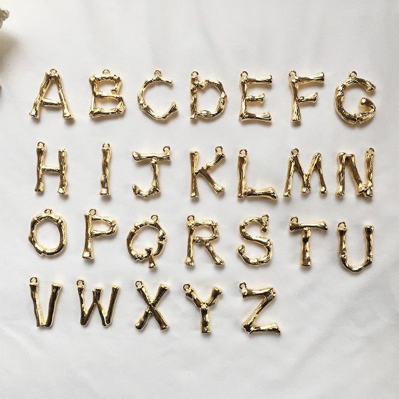 European Chic Bamboo Alloy Necklace with 26-Letter Collarbone Chain - Exclusively from Manufacturer, Women's Jewelry Accessory