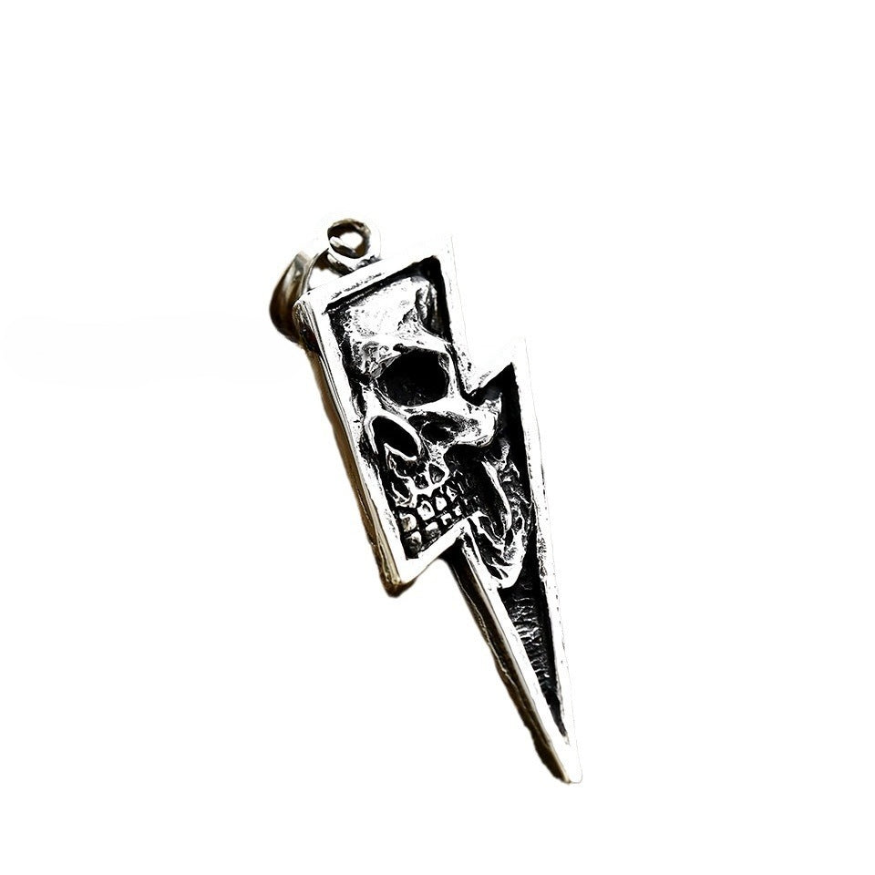 Punk Wind Lightning Skull Titanium Steel Pendant – Men's Titanium Steel Necklace