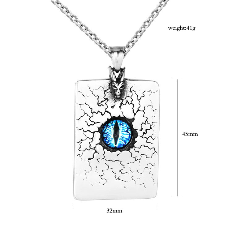 Planderful Eyeball Skull Pendant Necklace Durable Titanium Steel Unisex Retro Punk Statement Accessory