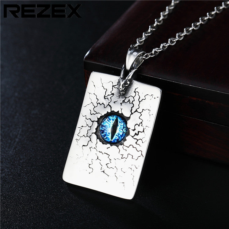 Planderful Eyeball Skull Pendant Necklace Durable Titanium Steel Unisex Retro Punk Statement Accessory