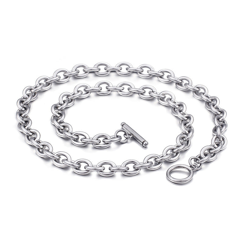 Stainless Steel Necklace O-Chain Korean Version Cross, Titanium Steel Collarbone Necklace Sweater Pendant