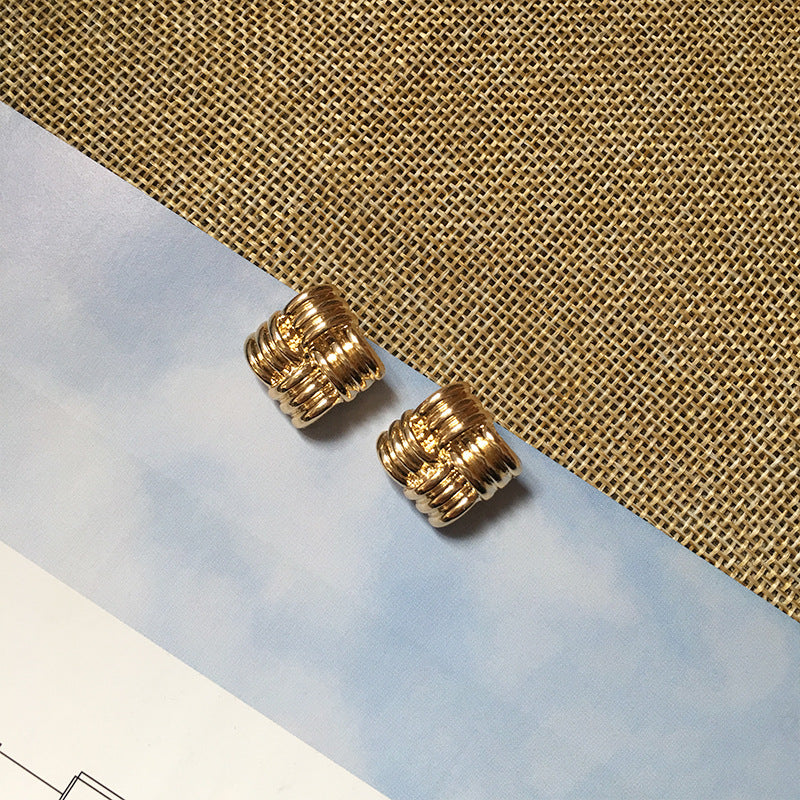 Exaggerated Cross-Border Alloy Button Earrings - Vienna Verve Collection