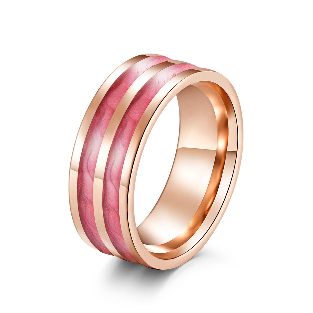 Epoxy Rose Gold Women's Ring – Stainless Steel Gold-Plated Women's Elegant