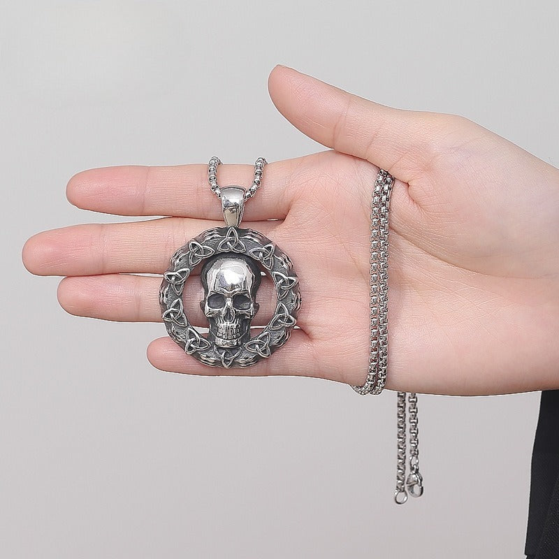 Steel Necklace – Vintage Viking Odin Celtic Knot Skull Pendant For Men And Women Stainless Steel Jewelry