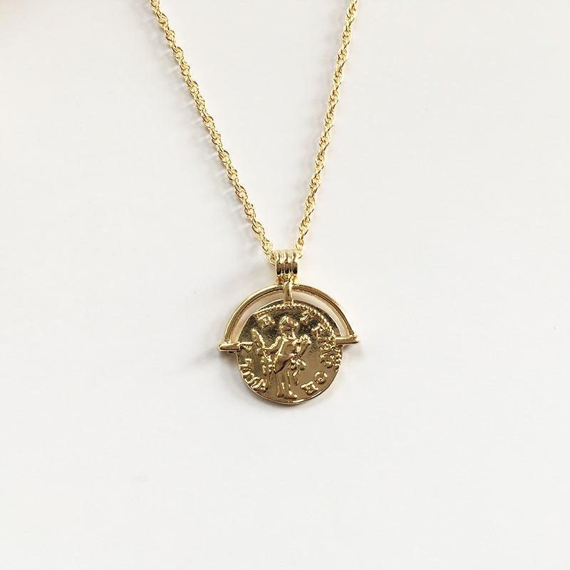 Hip Hop Style Gold Coin Pendant Necklace - Vienna Verve Collection