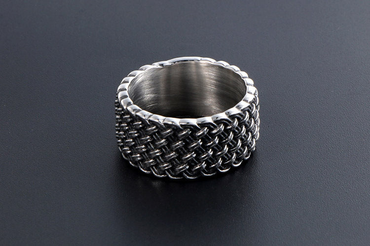 European Retro Interwoven Titanium Ring for Men Punk Style