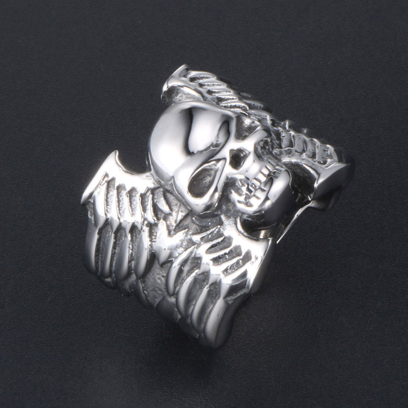 Titanium Steel Punk Skull Ring for Men - Vintage Fashion Statement Jewelry
