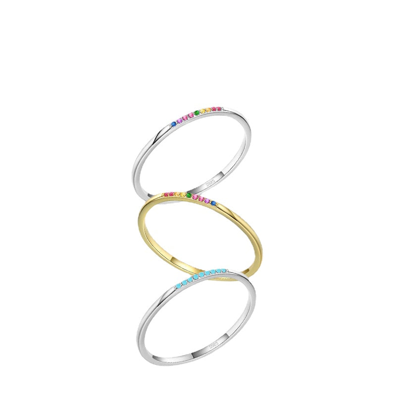 Starry Rainbow Sterling Silver Ring for Women - Size 5-10