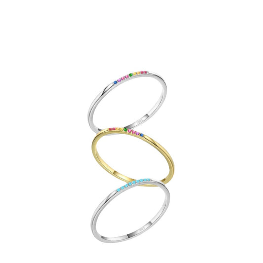 Starry Rainbow Sterling Silver Ring for Women - Size 5-10