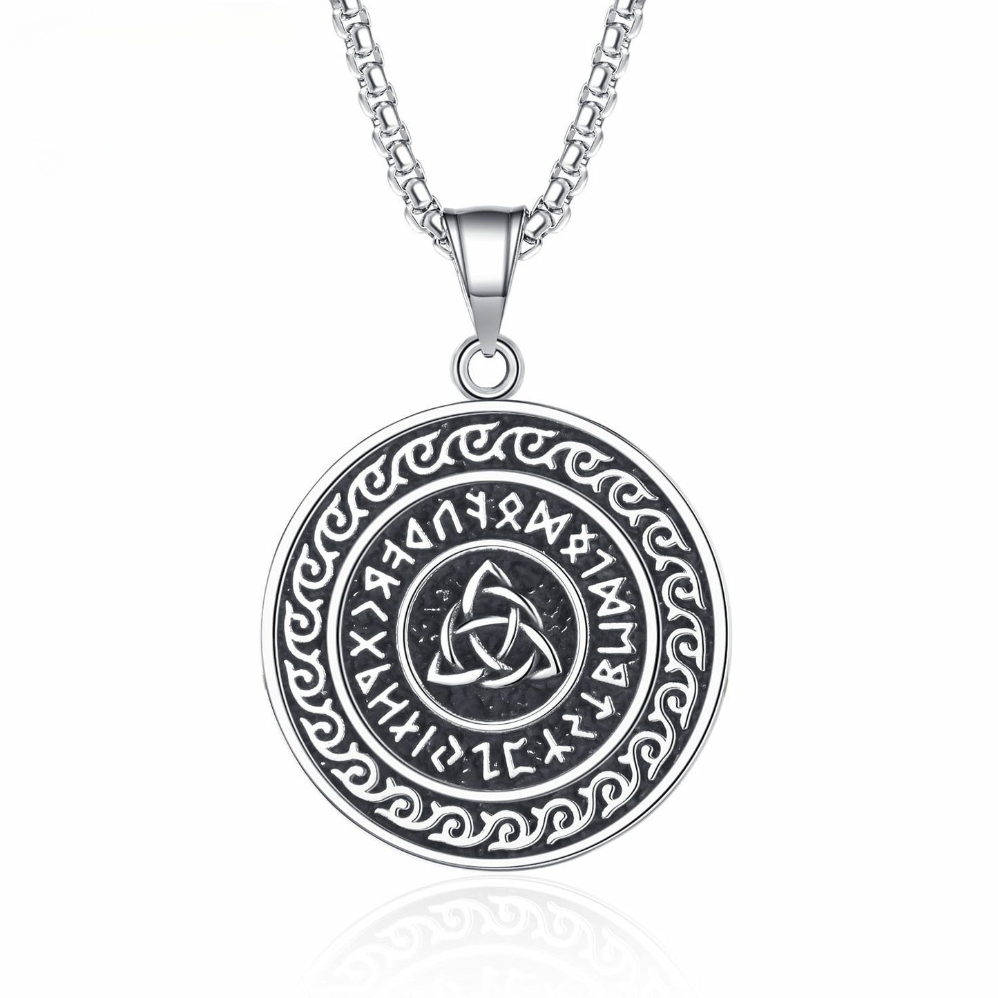 Steel Necklace – Elegant Nordic Viking Odin Celtic Round Mens Pendant For Everyday Wear