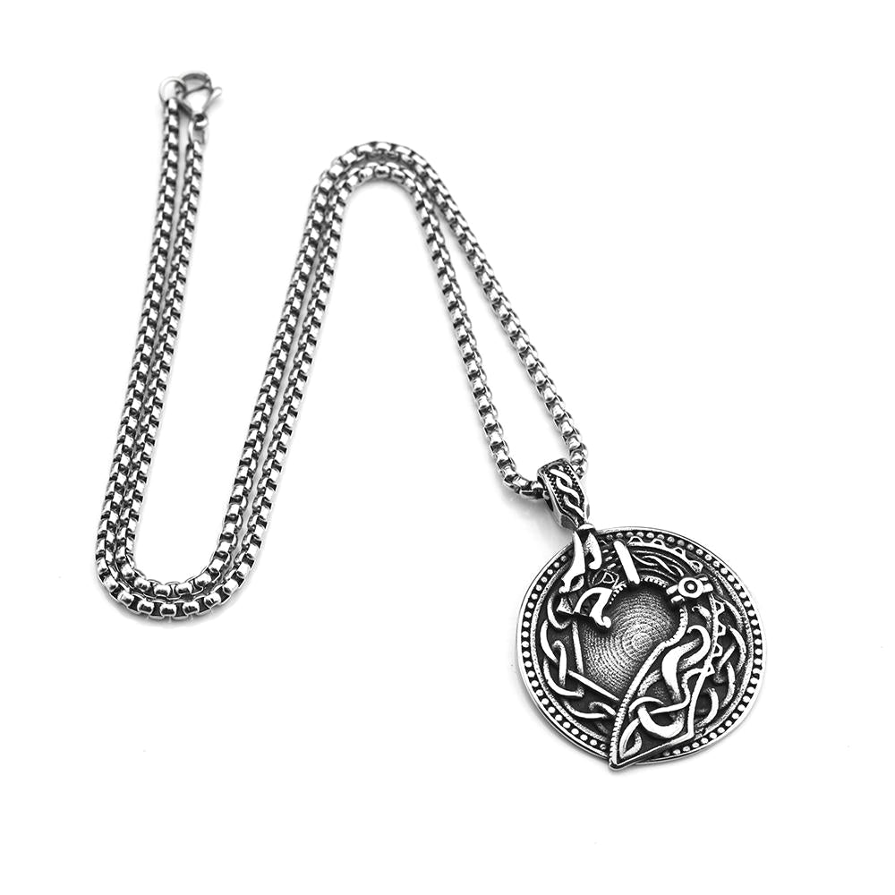 European And American Retro Stainless Steel Viking Wolf Necklace