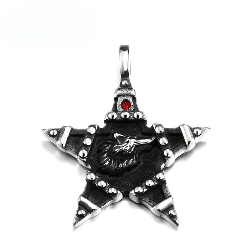 Titanium Steel Viking Wolf Head Pendant for Men - Wholesale Stainless Steel Jewelry