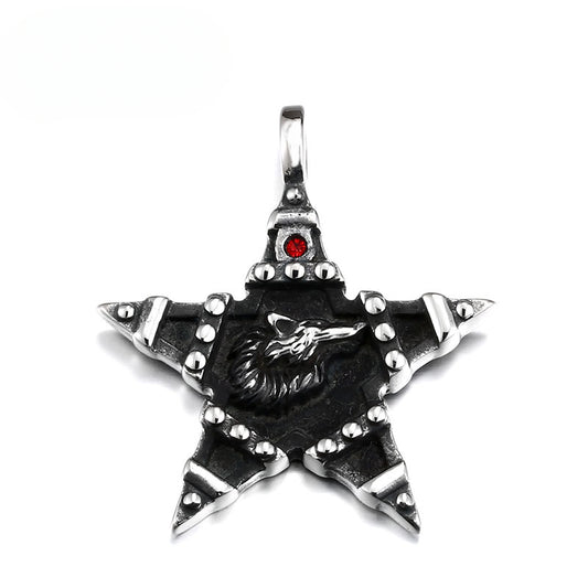 Titanium Steel Viking Wolf Head Pendant for Men - Wholesale Stainless Steel Jewelry