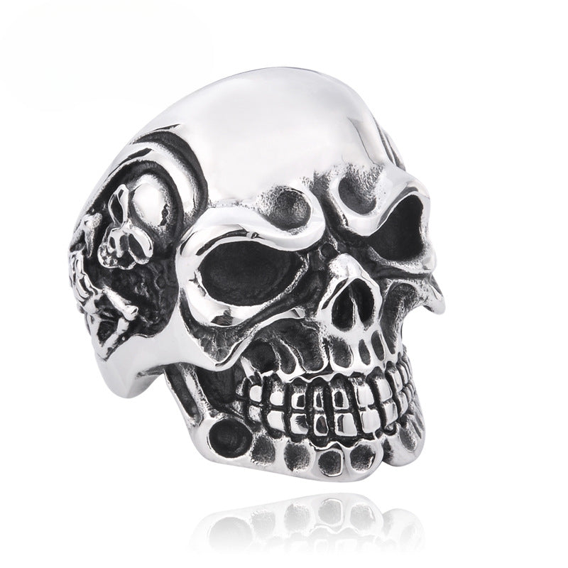 Unique Titanium Steel Skull Ring for Men - Personalized Punk Style Wholesale Jewelry