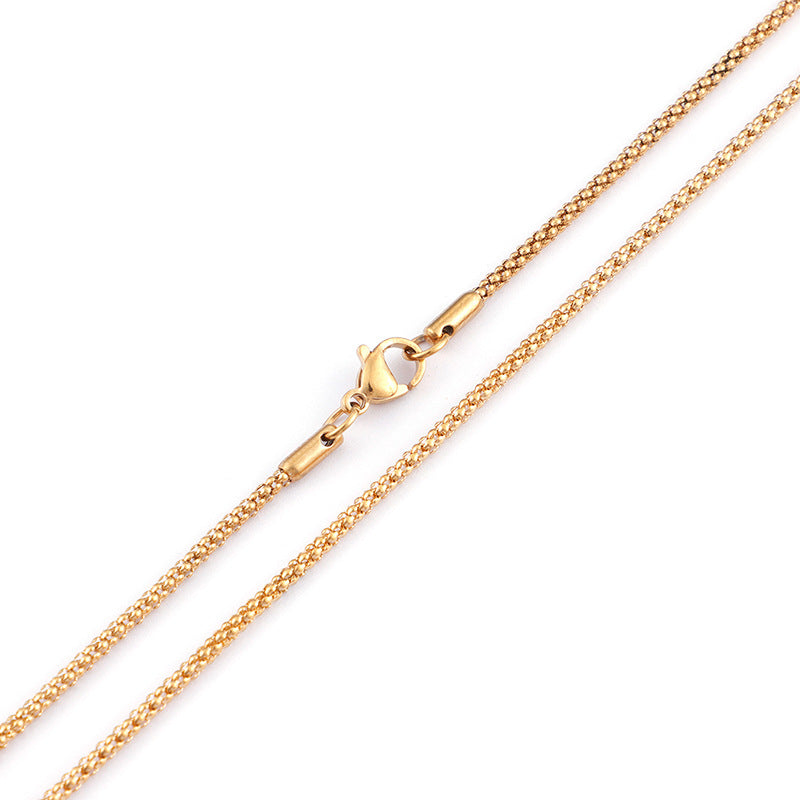 Titanium Steel – With Chain 2mm Corn Chain Stainless Steel Chain Necklace
