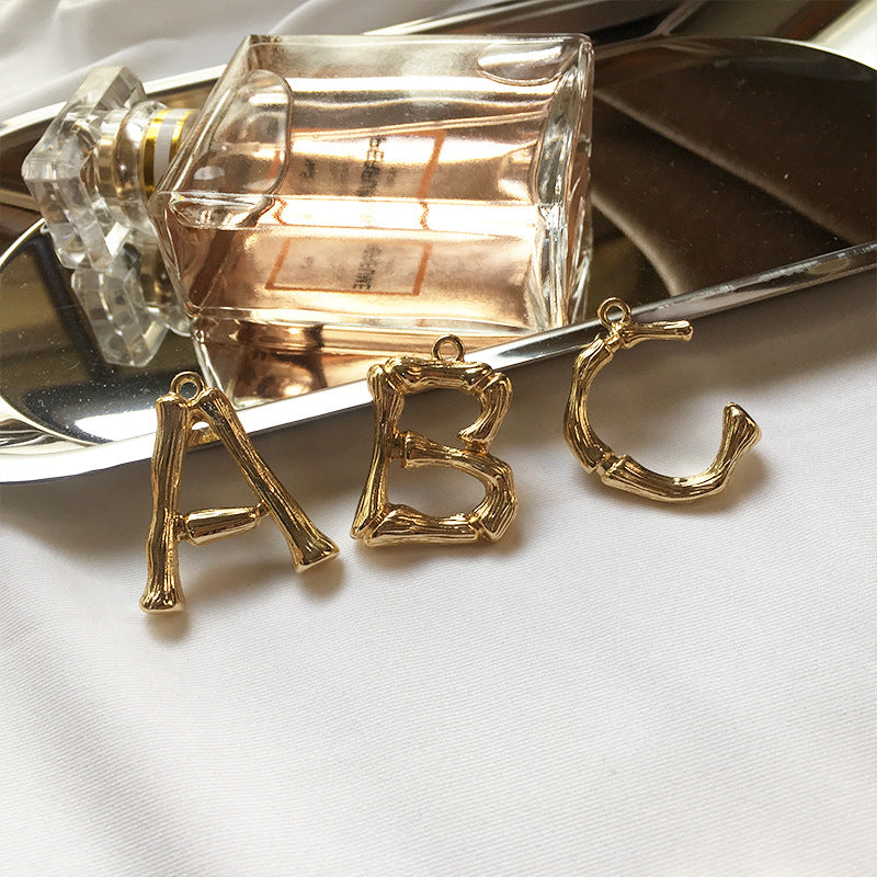 European Chic Bamboo Alloy Necklace with 26-Letter Collarbone Chain - Exclusively from Manufacturer, Women's Jewelry Accessory