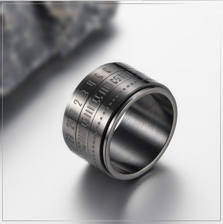 European and American Titanium Steel Time Ring for Men
