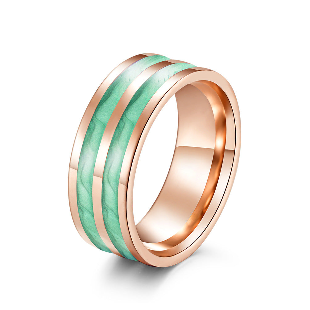 Epoxy Rose Gold Women's Ring – Stainless Steel Gold-Plated Women's Elegant