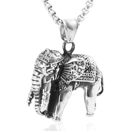 Titanium Steel Elephant Pendant Necklace for Men - Trendy Cross-Border Gift