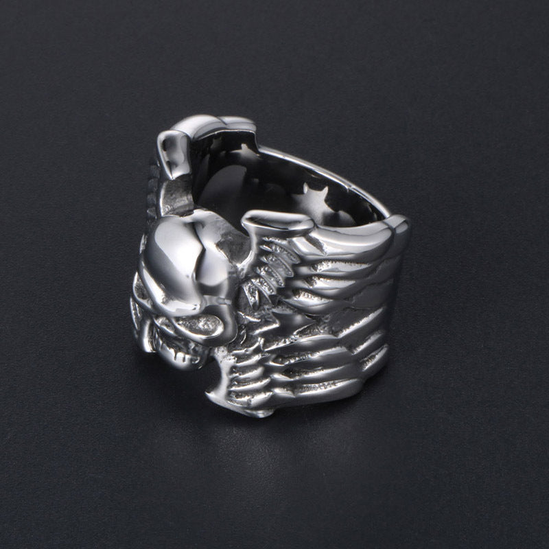 Titanium Steel Punk Skull Ring for Men - Vintage Fashion Statement Jewelry