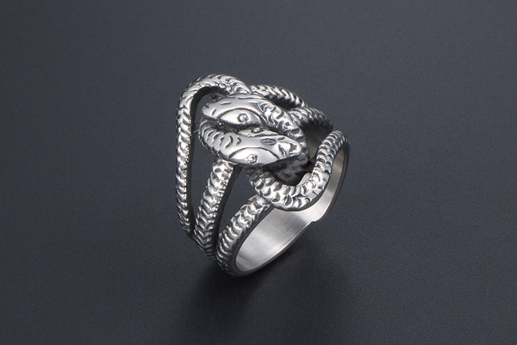 Retro Snake Titanium Steel Ring for Men Punk Style Jewelry