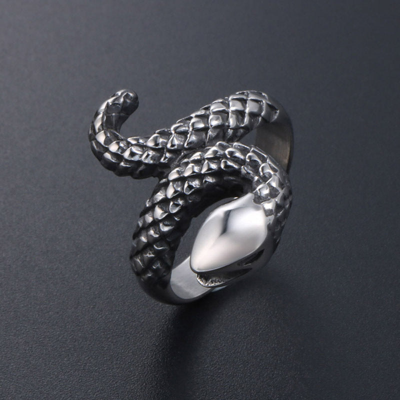 Trendy Titanium Steel Snake Ring for Men and Women - Punk Animal Accessory