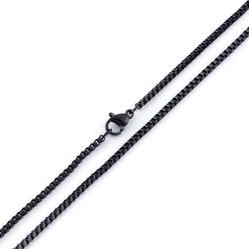 Square Pearl Chain Korean Version Foreign Trade Trinkets Stainless Steel Men's Necklace, Titanium