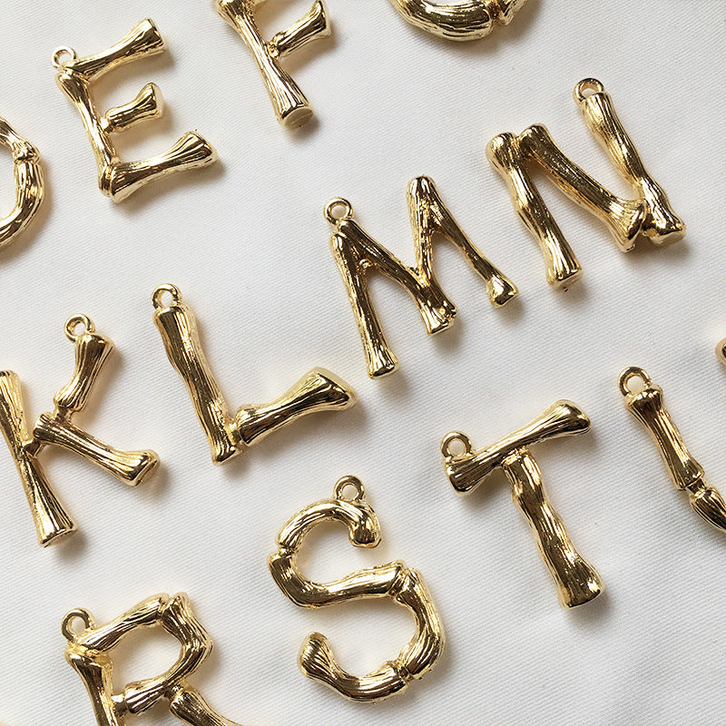 European Chic Bamboo Alloy Necklace with 26-Letter Collarbone Chain - Exclusively from Manufacturer, Women's Jewelry Accessory