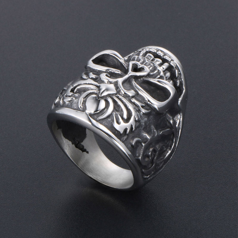 Personalized Titanium Steel Skull Flame Ring for Men - Retro Wealth Ornament