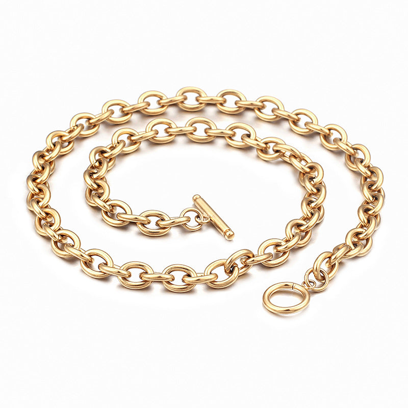 Stainless Steel Necklace O-Chain Korean Version Cross, Titanium Steel Collarbone Necklace Sweater Pendant