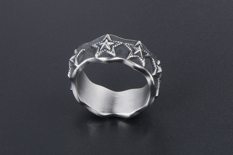 Star Ring Korean Trendy Couple Titanium Steel Jewelry