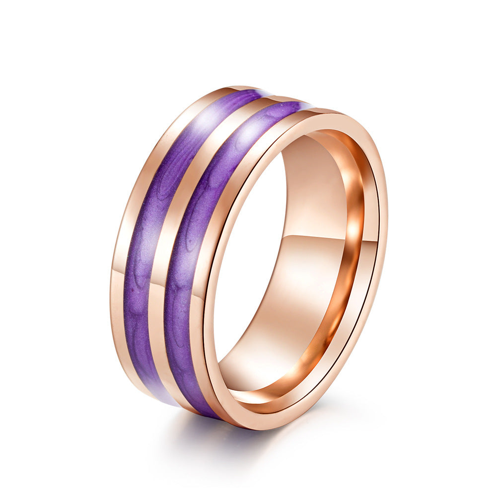 Epoxy Rose Gold Women's Ring – Stainless Steel Gold-Plated Women's Elegant