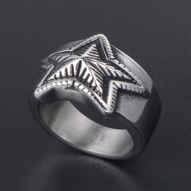 Trendy Titanium Steel Star Ring for Couples - Korean Style Stainless Steel Jewelry for Men and Women