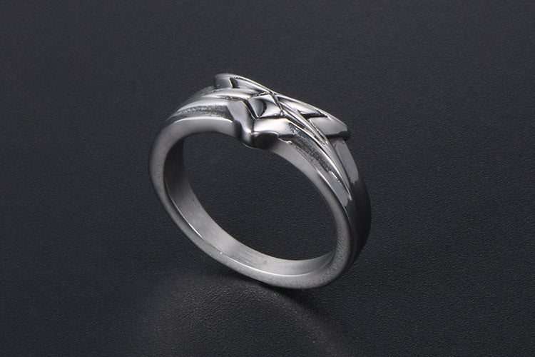 Pentagram Titanium Steel Ring Unisex Retro Korean Version