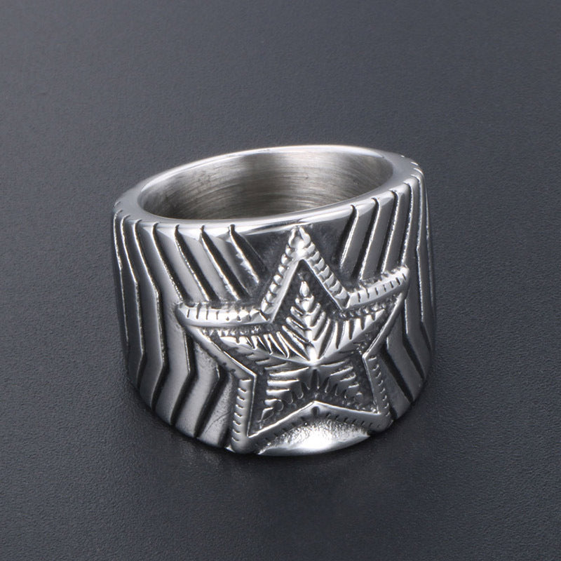 Wholesale Titanium Steel Star Style Ring for Men - Planderful Everyday Genie Collection