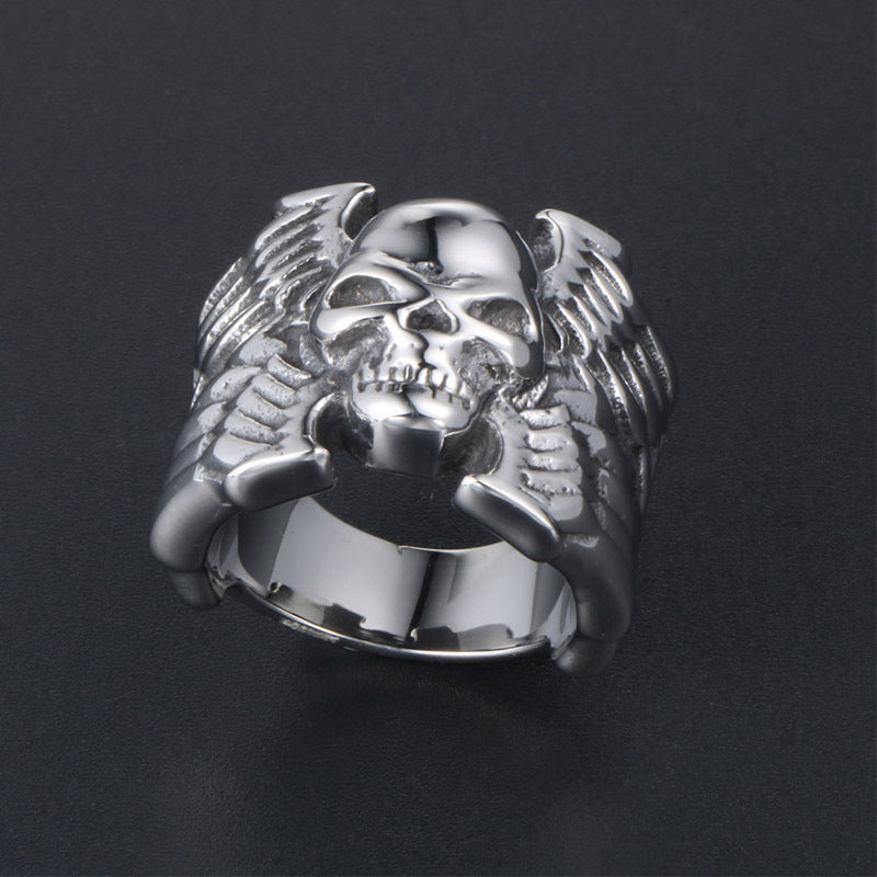 Titanium Steel Punk Skull Ring for Men - Vintage Fashion Statement Jewelry