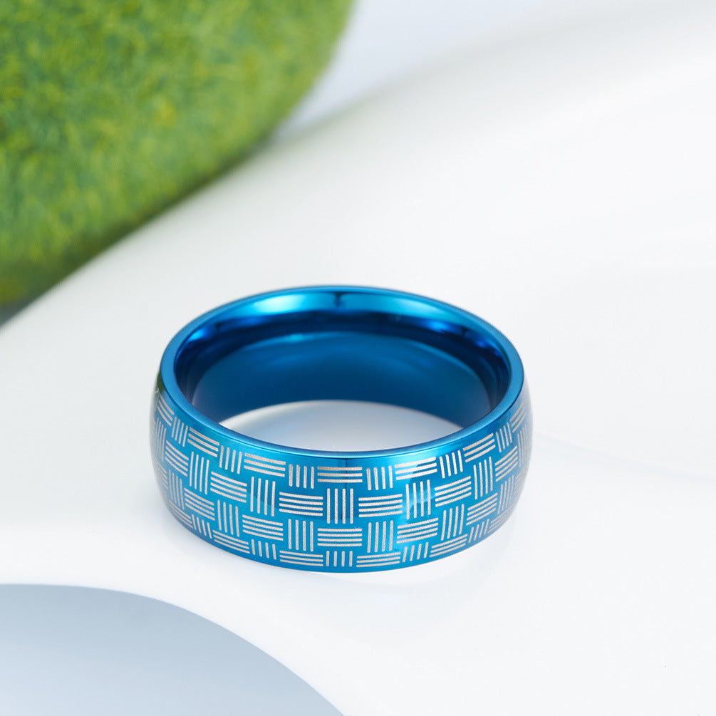 Stainless Steel Laser Woven Ring – Black-Plated Men's Cool Gift