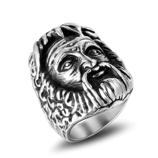 Titanium Steel Gothic Punk Skull Ring for Men - Indian Chief Inspired Design